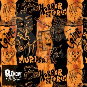 Horror stories dark orange seamless pattern