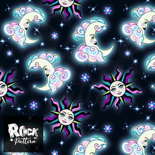 Moon sun black blue