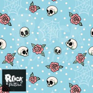 Dots and skulls light blue