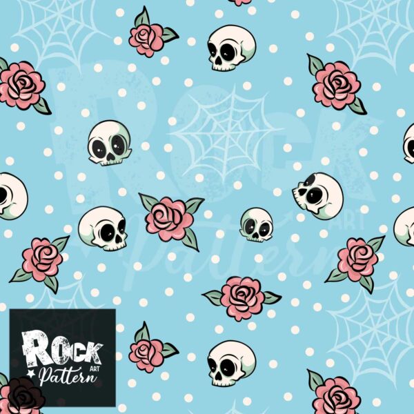Dots and skulls light blue