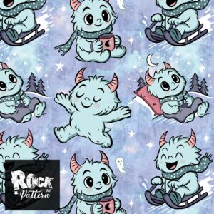 Cosy Yeti handdrawn seamless pattern