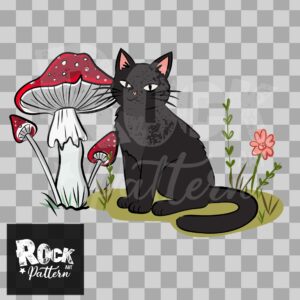 Cat and mushroom PNG