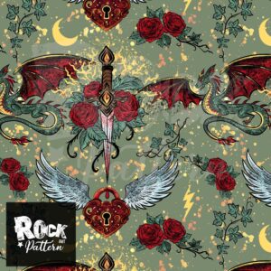 Romantasy hand drawn seamless design