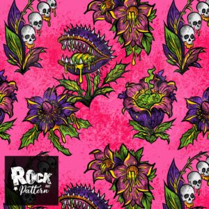 Hand drawn seamless pattern : monstruous flowers