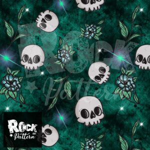 Hand drawn seamless pattern dark spring skull
