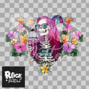 Hand drawn seamless pattern hot summer