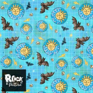 Hand drawn seamless pattern bats sunshine